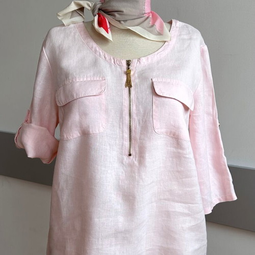 Ellen Tracy linen tunic in pale pink like new, size M