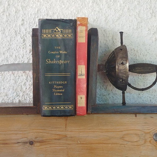 Bookends with Sword used, Spanish rapier style, vintage 1950s-60s