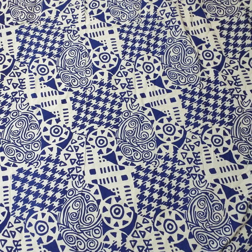 Fabric new with blue and white pattern, dimensions 1.10×1.50 m