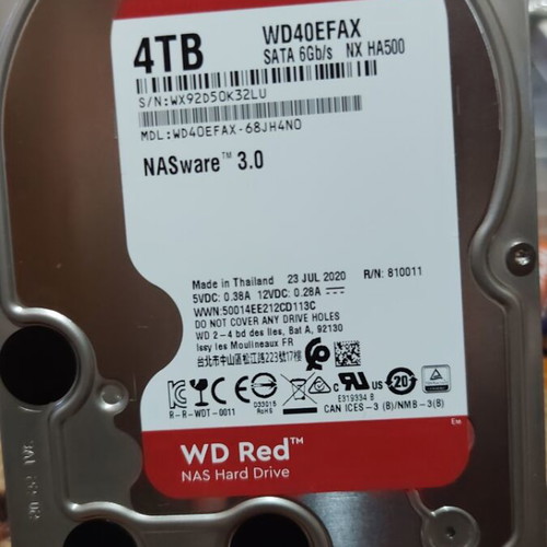 WD Red 4TB hard disk drive used, ideal for NAS storage