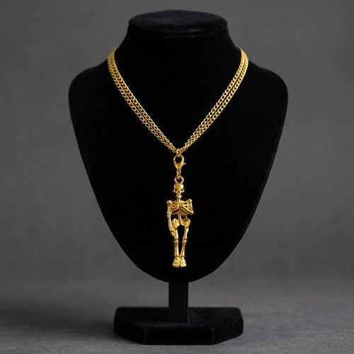 Rock style necklace with gold skeleton, new