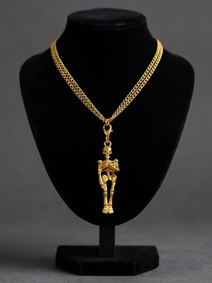 Rock style necklace with gold skeleton, new