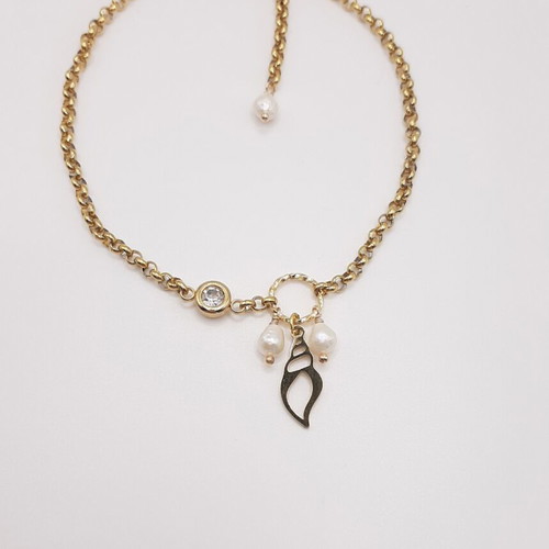 Handmade anklet new stainless steel with white pearls