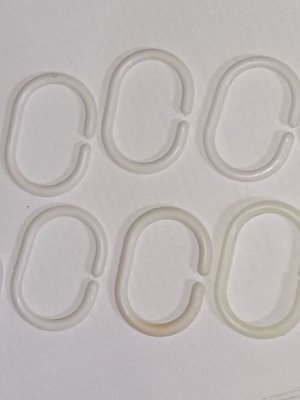 Shower curtain rings used, pack of 10, white plastic