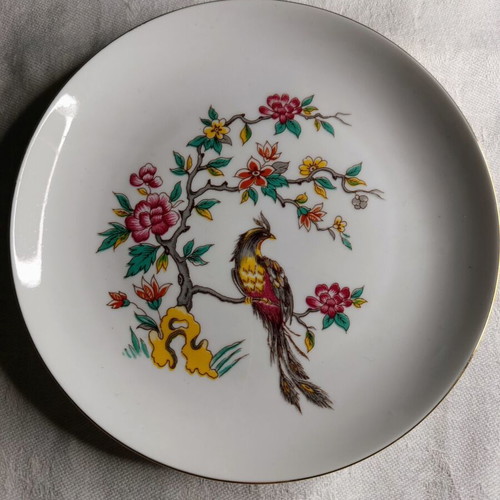 Ionia dessert plate like new with floral design and peacock 16.5 cm