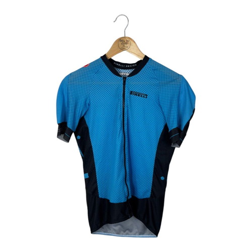 Castelli x Pirelli Design cycling jersey used, blue/black, size L