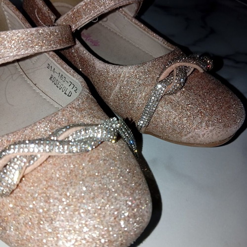 Markelly children's ballerina shoes like new, size 30, rose gold with glitter and rhinestones