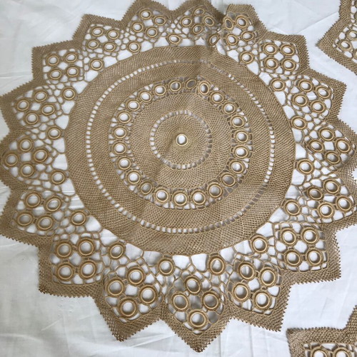 Set of 9 handmade antique doilies used