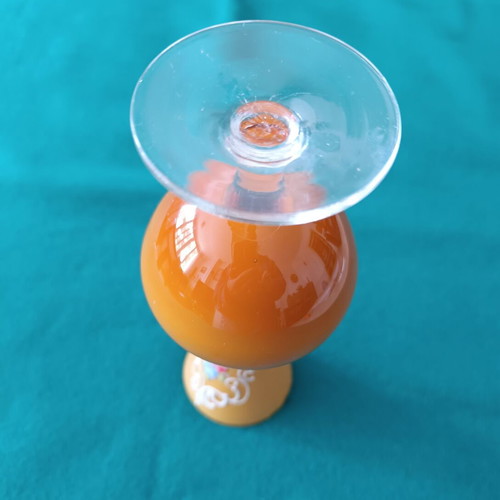 Italian Stelvia Opalina Fiorentina vase like new, orange, hand-painted