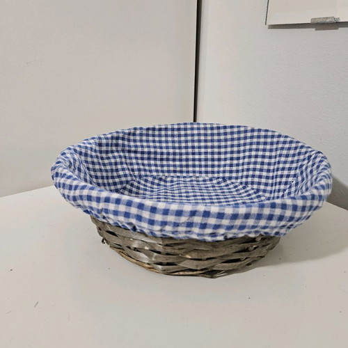 Wicker basket with fabric cover used