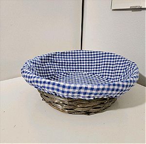 Wicker basket with fabric cover catch all