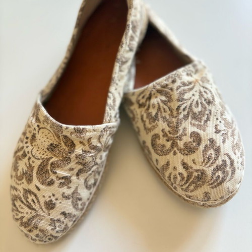 Dots handmade espadrilles used, size 38, beige multicolor