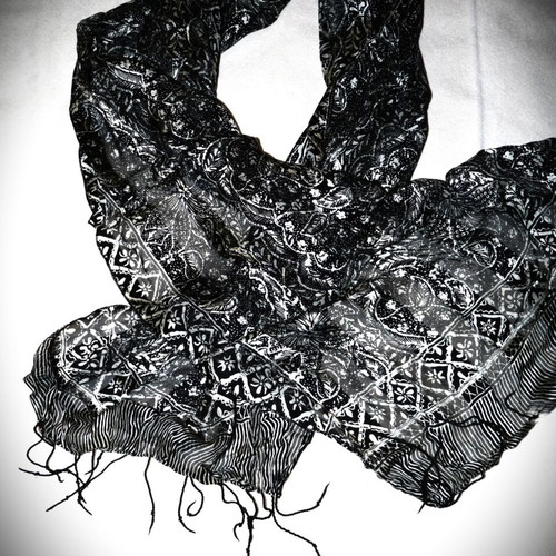 Siam Silk Black Batik Scarf 1.5x0.4m New