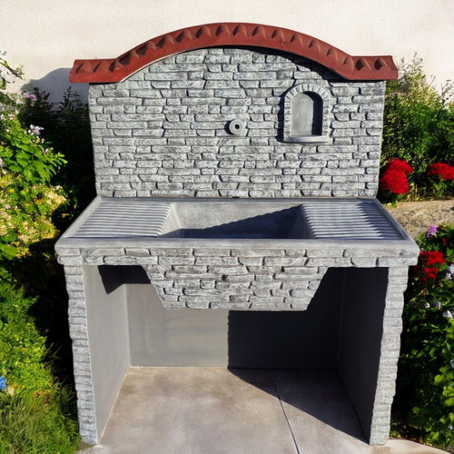 Garden fountain Elena outdoor gray and white sink