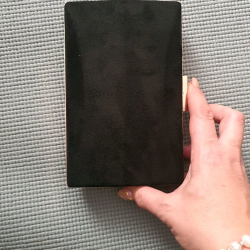 Bag to Bag women's clutch bag new, black velvet with gold details