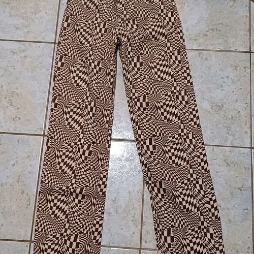 Pants used with brown and beige pattern
