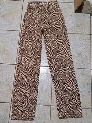 Pants used with brown and beige pattern