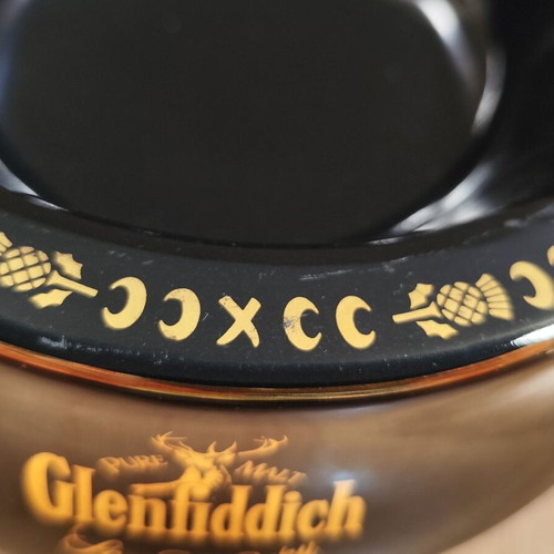 Glenfiddich Scotch Whisky Ceramic Ashtray used, vintage promotional