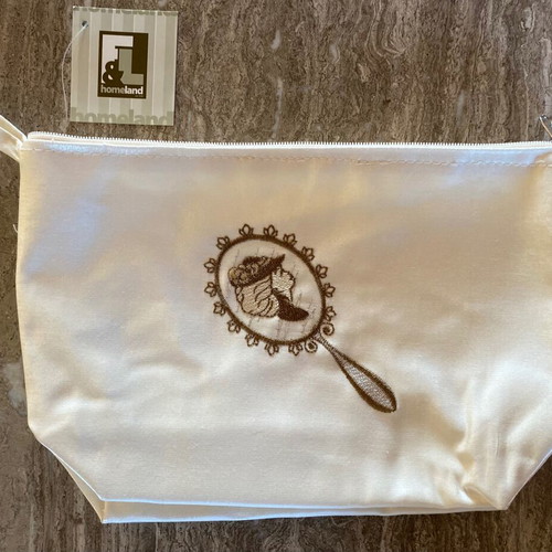 Toiletry bag and dust bag new, ecru viscose romantic style