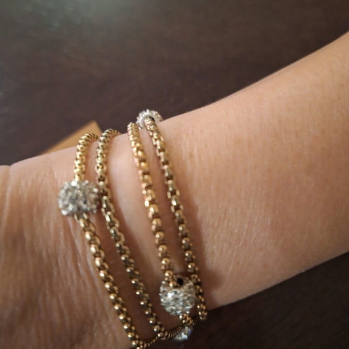 Chain bracelet new, gold color with rhinestones, 20 cm length