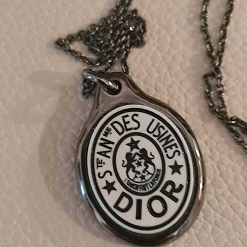 Dior vintage unisex long necklace like new, anthracite metal
