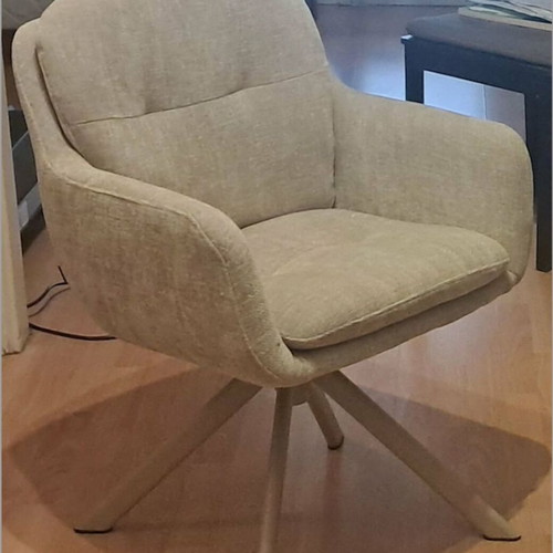 Kave Home Lexa swivel chair new, beige chenille fabric