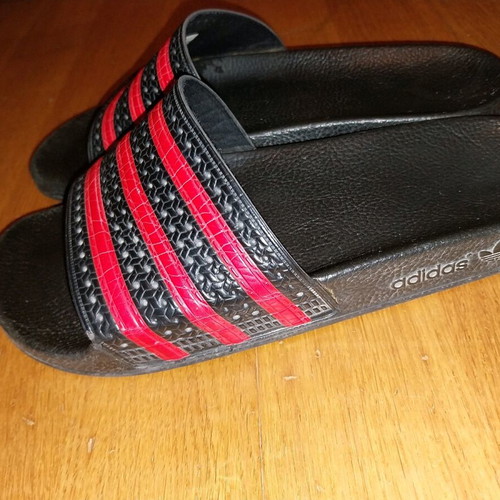 Adidas slippers like new, black and red, barely worn