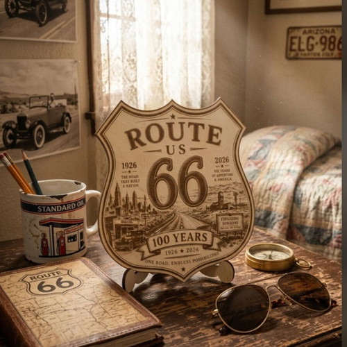 Route 66 100 Years Wooden Anniversary Decoration