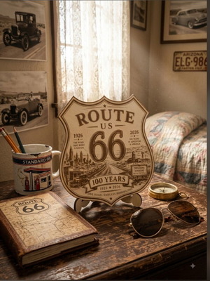 Route 66 100 Years Wooden Anniversary Decoration