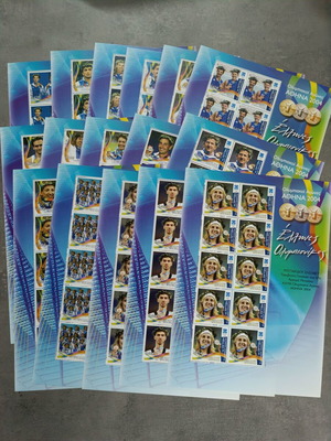 2004 Greek Olympians stamp sheets new, 16 leaves