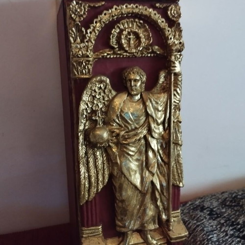 Storage box papier-mâché used with gilt angel decoration