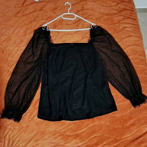 Blouse No 46 New Black With Tulle Sleeves