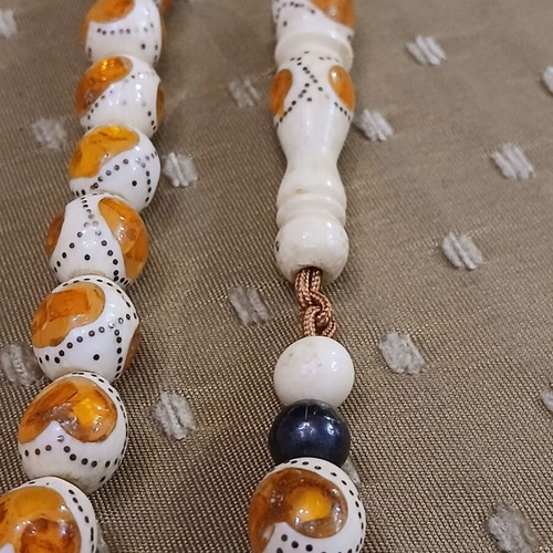 Amber Worry Beads used from Egypt with silver embroidery