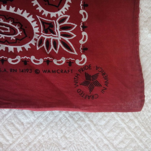 Wamcraft Red Cotton Bandana RN 14193 like new, made in USA