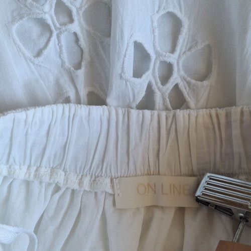 On Line Small White Maxi Dress Broderie Anglaise Boho Halterneck