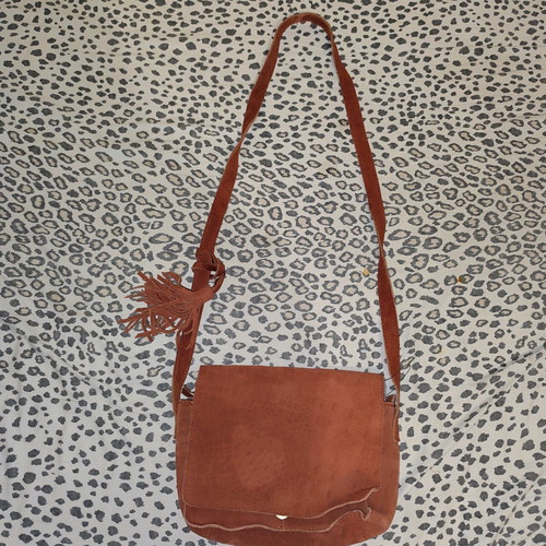 Parfois crossbody bag new, 100% suede leather, brown and red