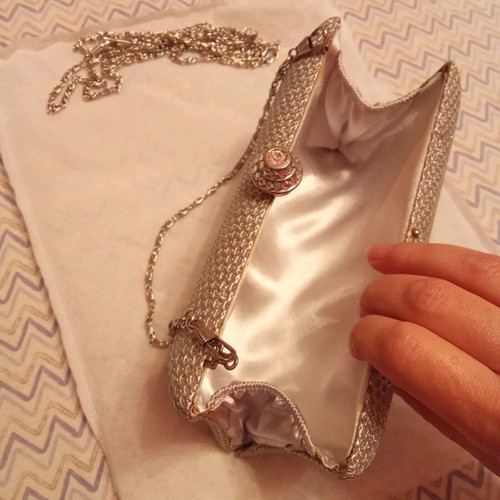 Clutch silver new shoulder bag for evening occasions