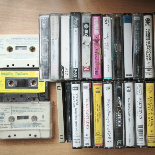 Cassette tape collection pack, 26 pieces, Greek and foreign music, vintage