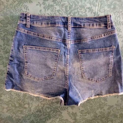 Women's denim shorts medium with embroidered flowers used, blue