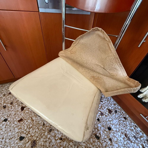 Καρέκλες κουζίνας μεταχειρισμένες με ξύλο μπορντό και σκελετό ινοξ, 6 τεμάχια