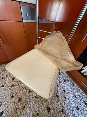 Καρέκλες κουζίνας μεταχειρισμένες με ξύλο μπορντό και σκελετό ινοξ, 6 τεμάχια