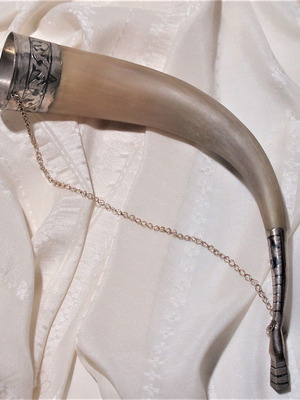 Wine cup used from animal horn and silver 84, Tsarist Russia 19th century