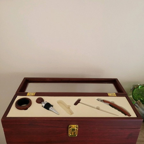 Wine box with wooden tools