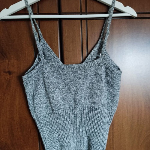 Actius Cropped Soft Knitted Top with Lace Up and Adjustable Straps, Like New, Grey