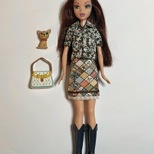 Myscene Chelsea doll restyled used with bag and rare pet dog