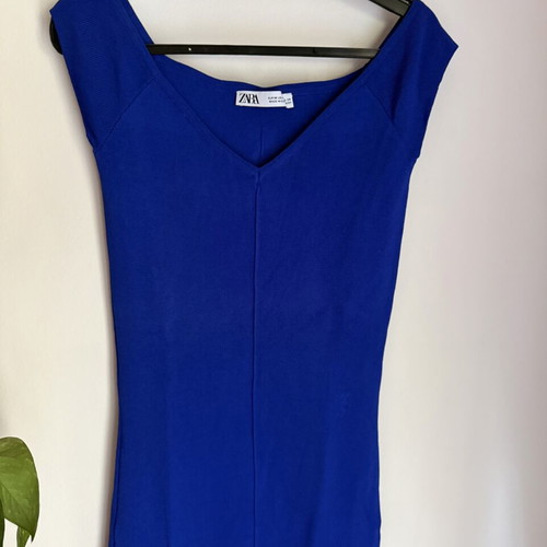 Zara knitted maxi dress, blue