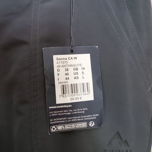 McKinley summer pants new, size L, black and gray