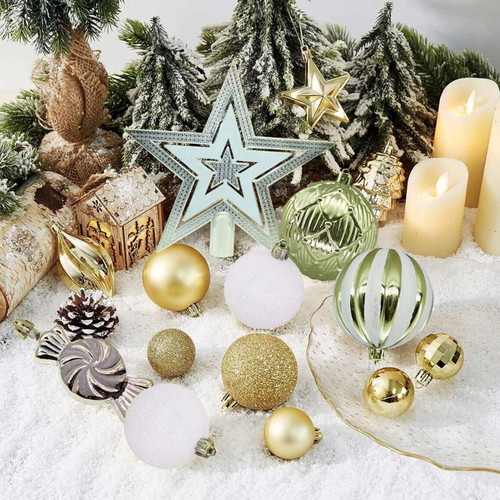 Plastic Christmas ornaments new, box of 100 pieces