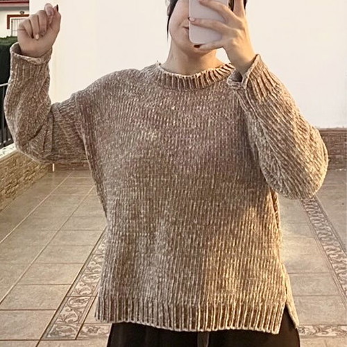 Stradivarius chenille sweater beige light brown