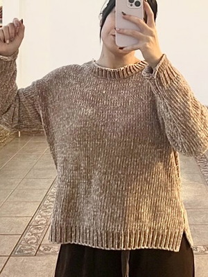 Stradivarius chenille sweater beige light brown